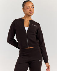 Lite Knit Zip Through - Coffee Bean