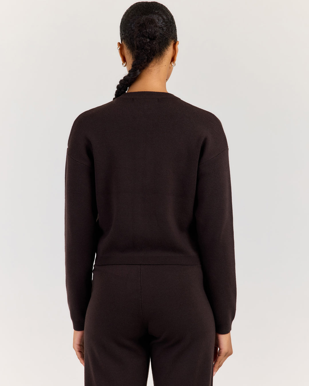 Lite Knit Zip Through - Coffee Bean