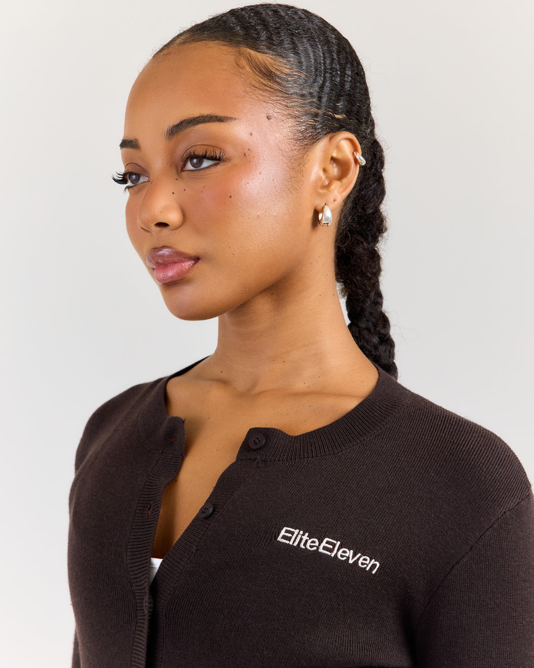 Lite Knit Button Up - Coffee Bean