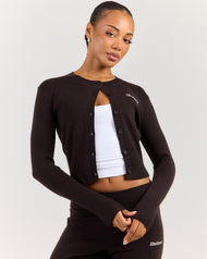 Lite Knit Button Up - Coffee Bean