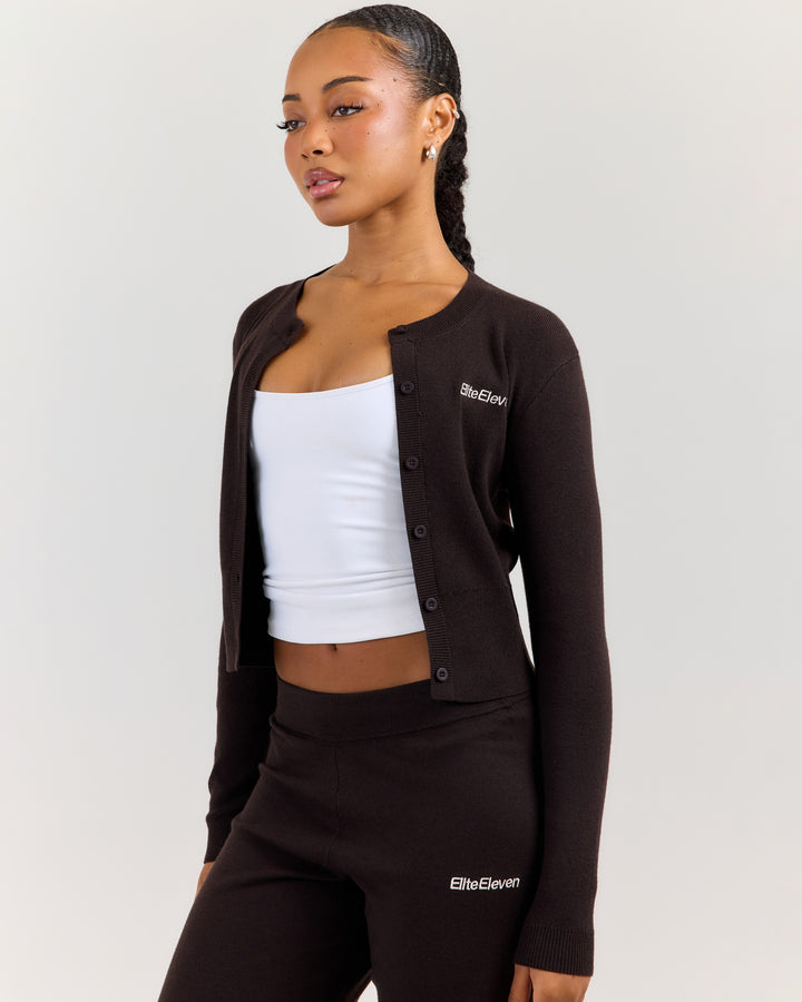 Lite Knit Button Up - Coffee Bean