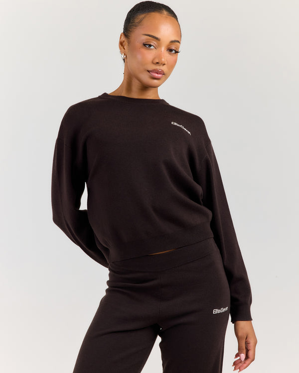 Lite Knit Crewneck - Coffee Bean