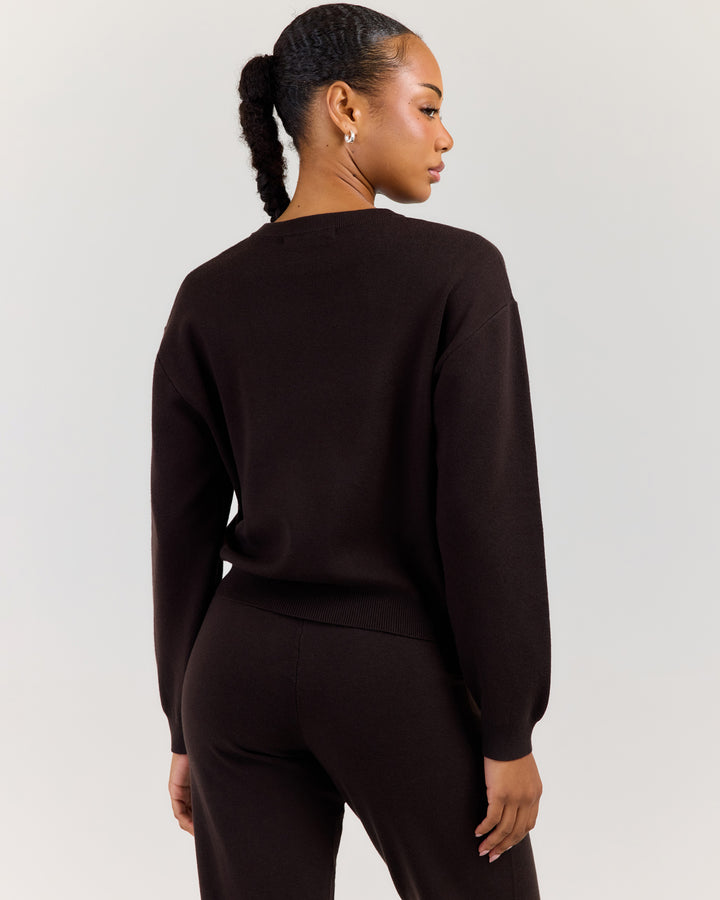 Lite Knit Crewneck - Coffee Bean