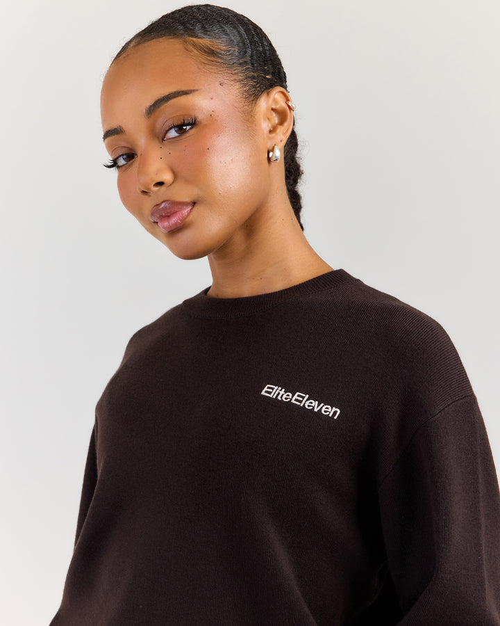 Lite Knit Crewneck - Coffee Bean