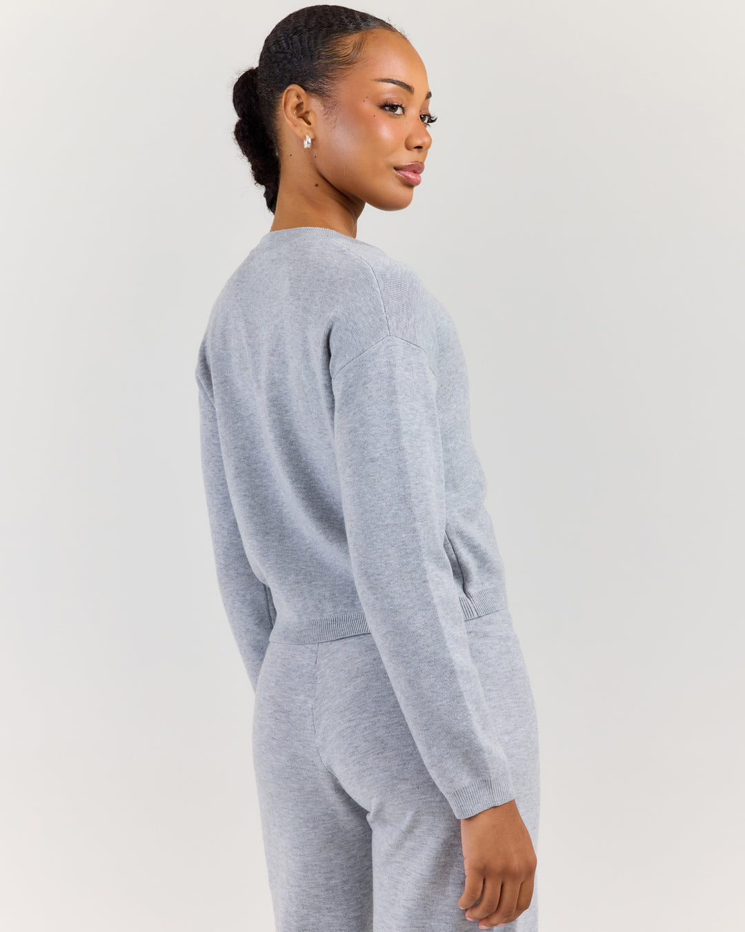 Lite Knit Zip Through - Grey Marle