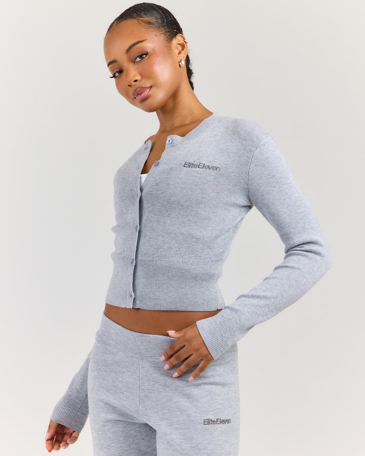 Lite Knit Button Up - Grey Marle
