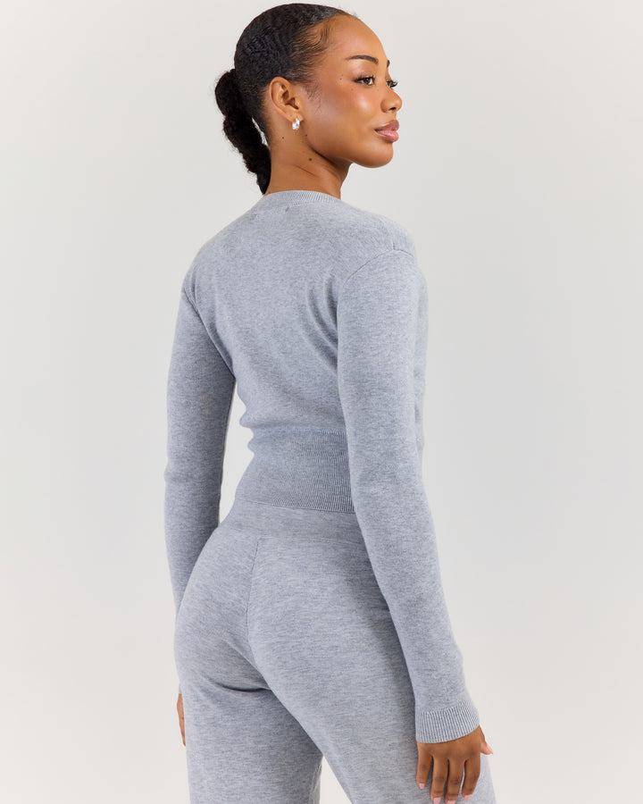 Lite Knit Button Up - Grey Marle