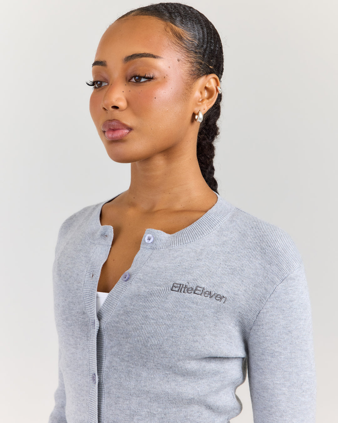Lite Knit Button Up - Grey Marle