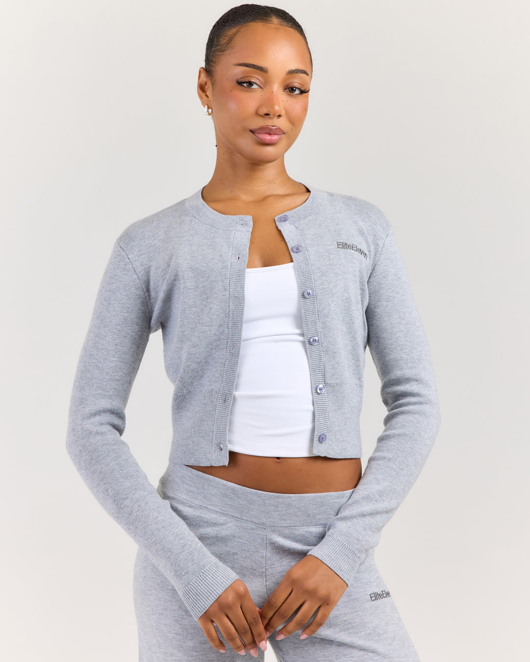 Lite Knit Button Up - Grey Marle