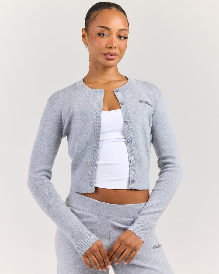 Lite Knit Button Up - Grey Marle