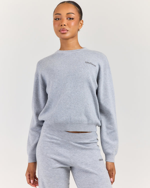 Lite Knit Crewneck - Grey Marle