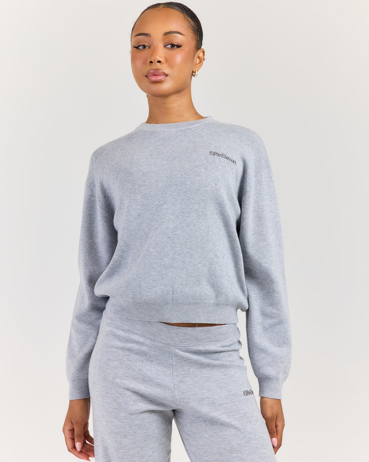 Lite Knit Crewneck - Grey Marle