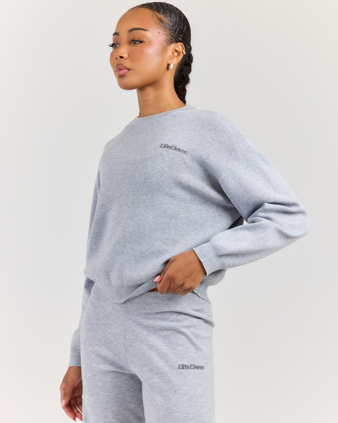 Lite Knit Crewneck - Grey Marle