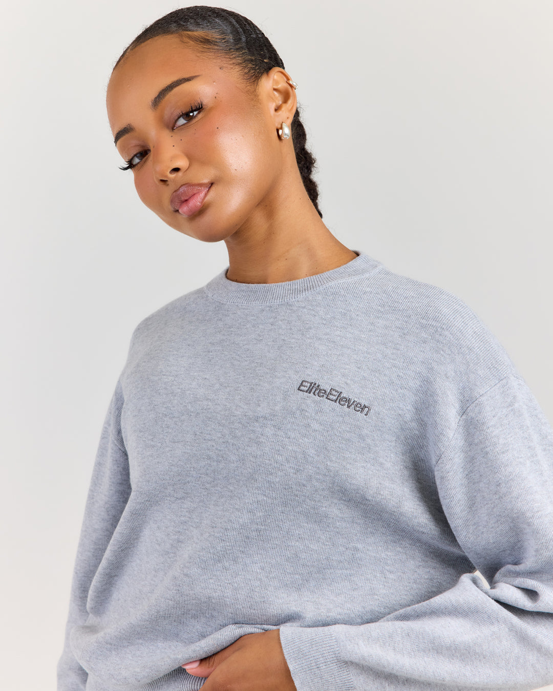 Lite Knit Crewneck - Grey Marle