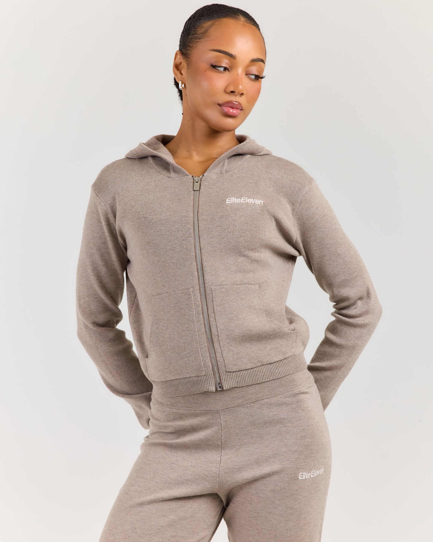 Lite Knit Zip Through Hoodie - Toasted Cashew