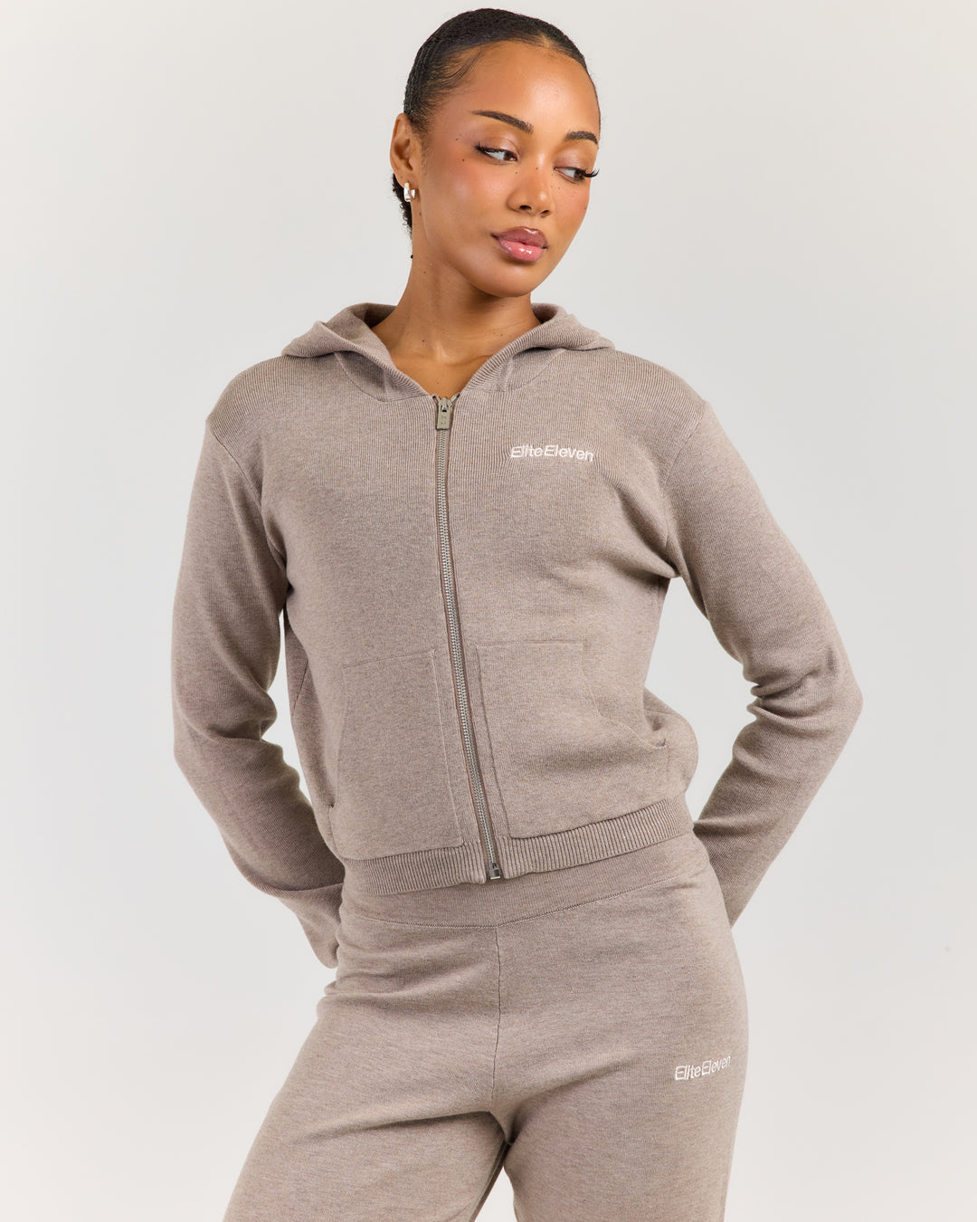 Lite Knit Zip Through Hoodie - Toasted Cashew