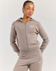 Lite Knit Zip Through Hoodie - Toasted Cashew