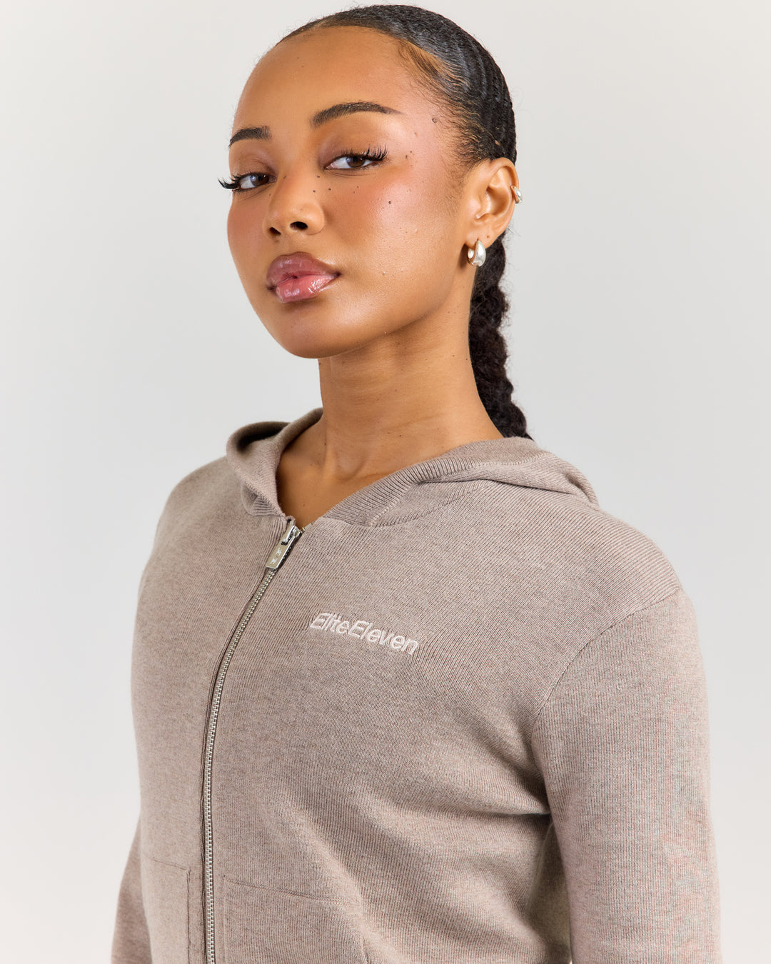 Lite Knit Zip Through Hoodie - Toasted Cashew