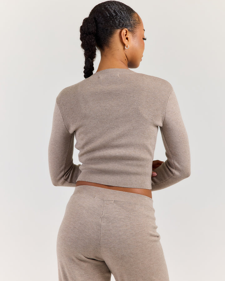 Lite Knit Button Up - Toasted Cashew