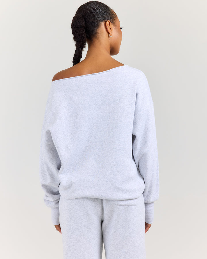 Omni Studio Off Shoulder Crewneck - Grey Marle