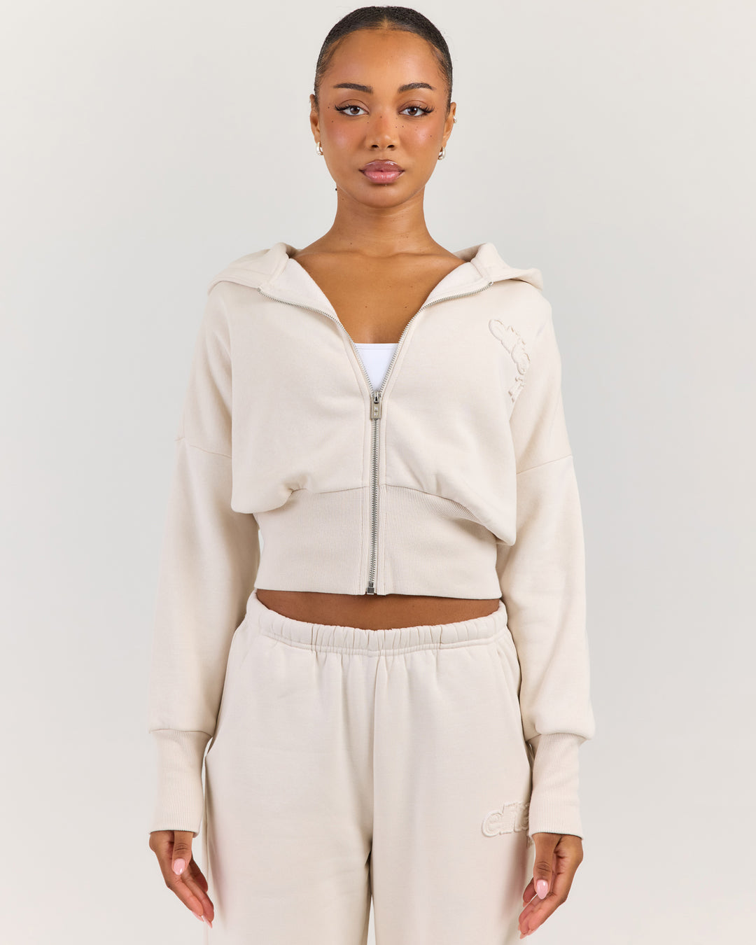 Omni Studio Zip Through Hoodie - Bone