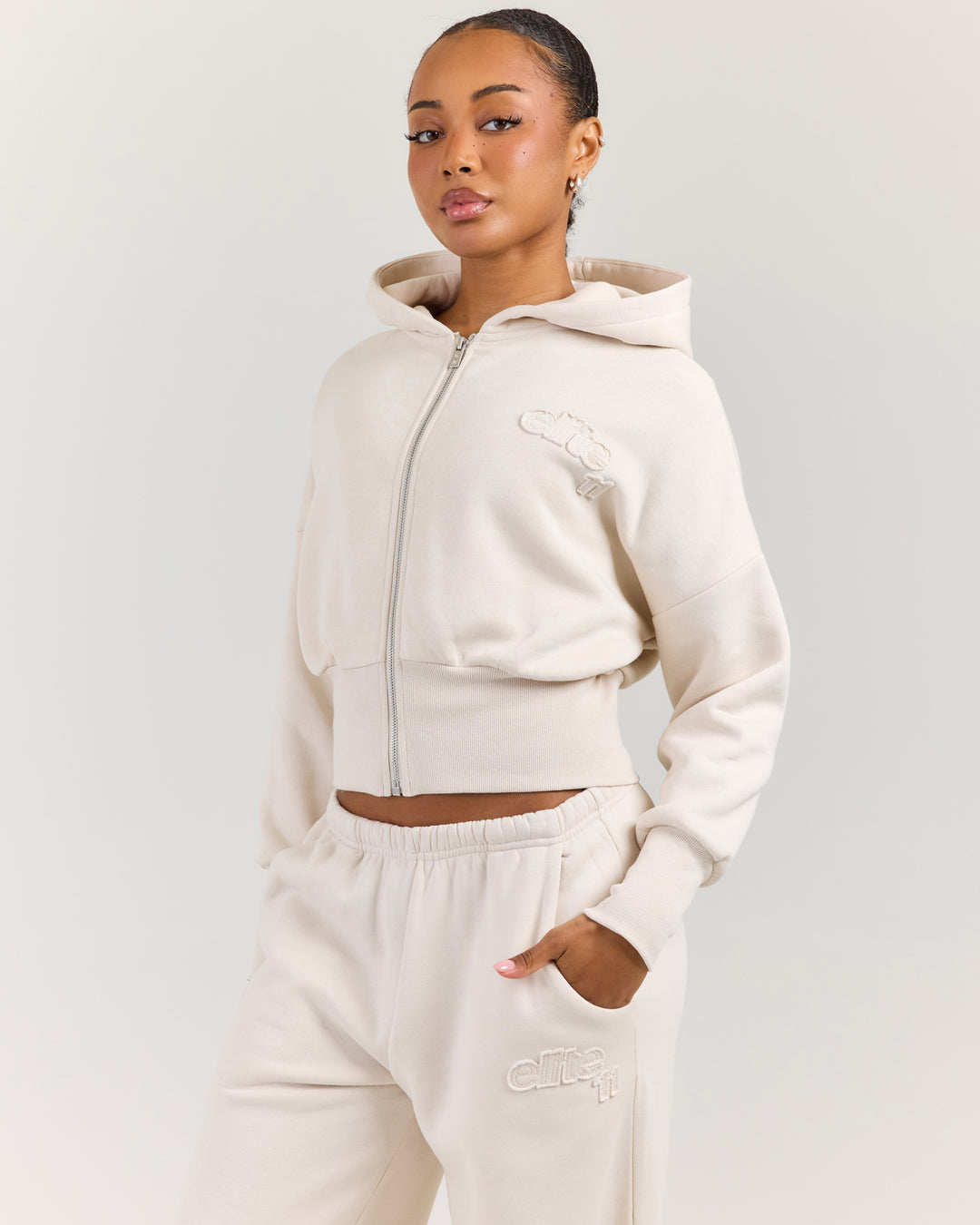 Omni Studio Zip Through Hoodie - Bone