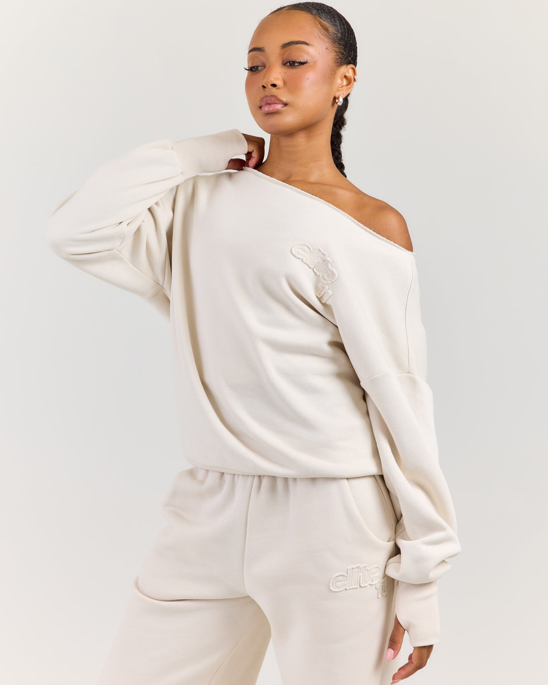 Omni Studio Off Shoulder Crewneck - Bone