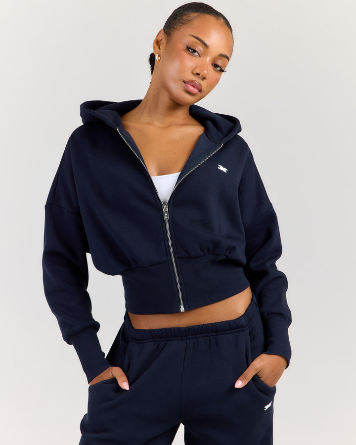 Omni Zip Through Hoodie - Navy