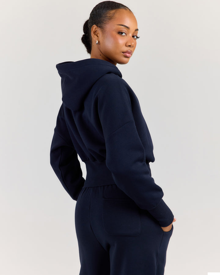 Omni Zip Through Hoodie - Navy