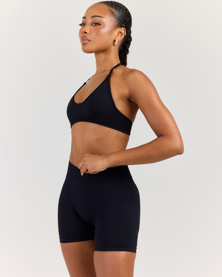 Elite Seamless Thin Halter Bra - Black