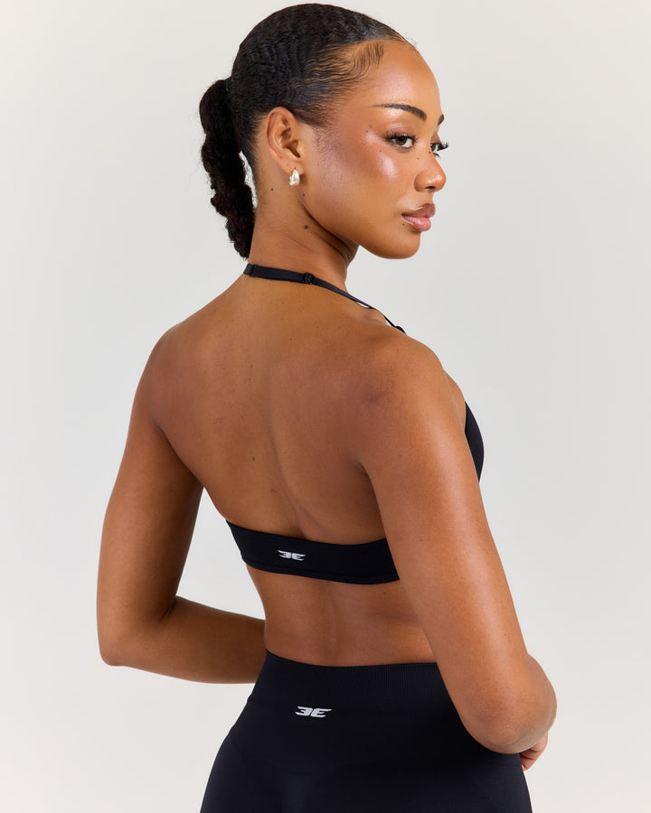 Elite Seamless Thin Halter Bra - Black