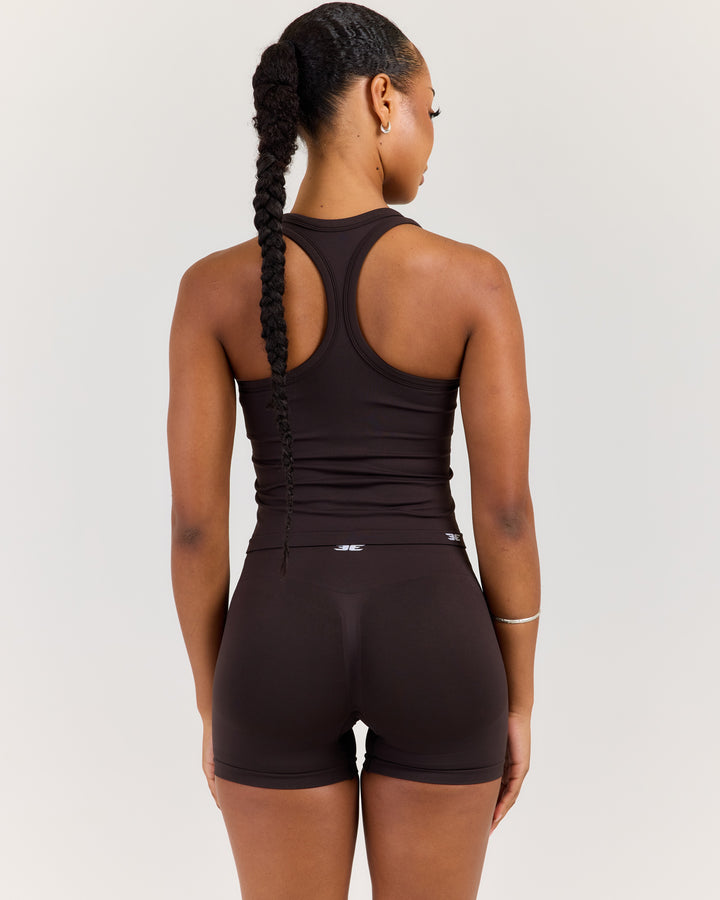 Elite Seamless Racer Tank - Coffee Bean