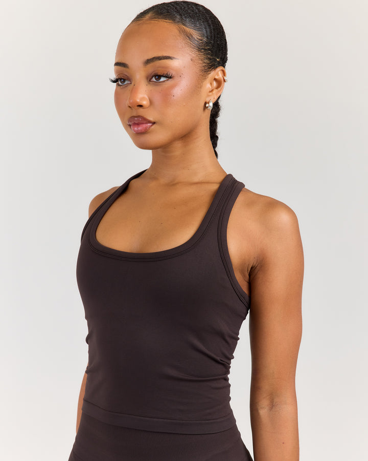 Elite Seamless Racer Tank - Coffee Bean