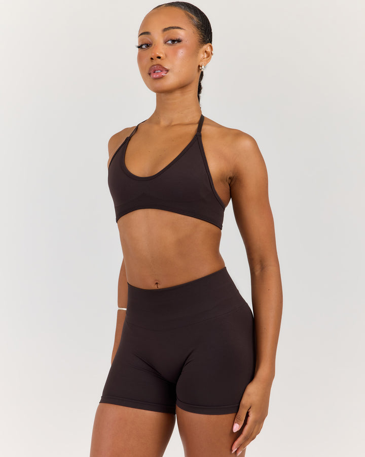 Elite Seamless Thin Halter Bra - Coffee Bean