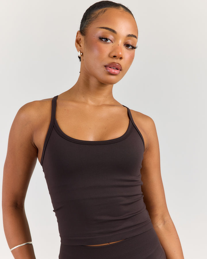 Elite Seamless Singlet - Coffee Bean