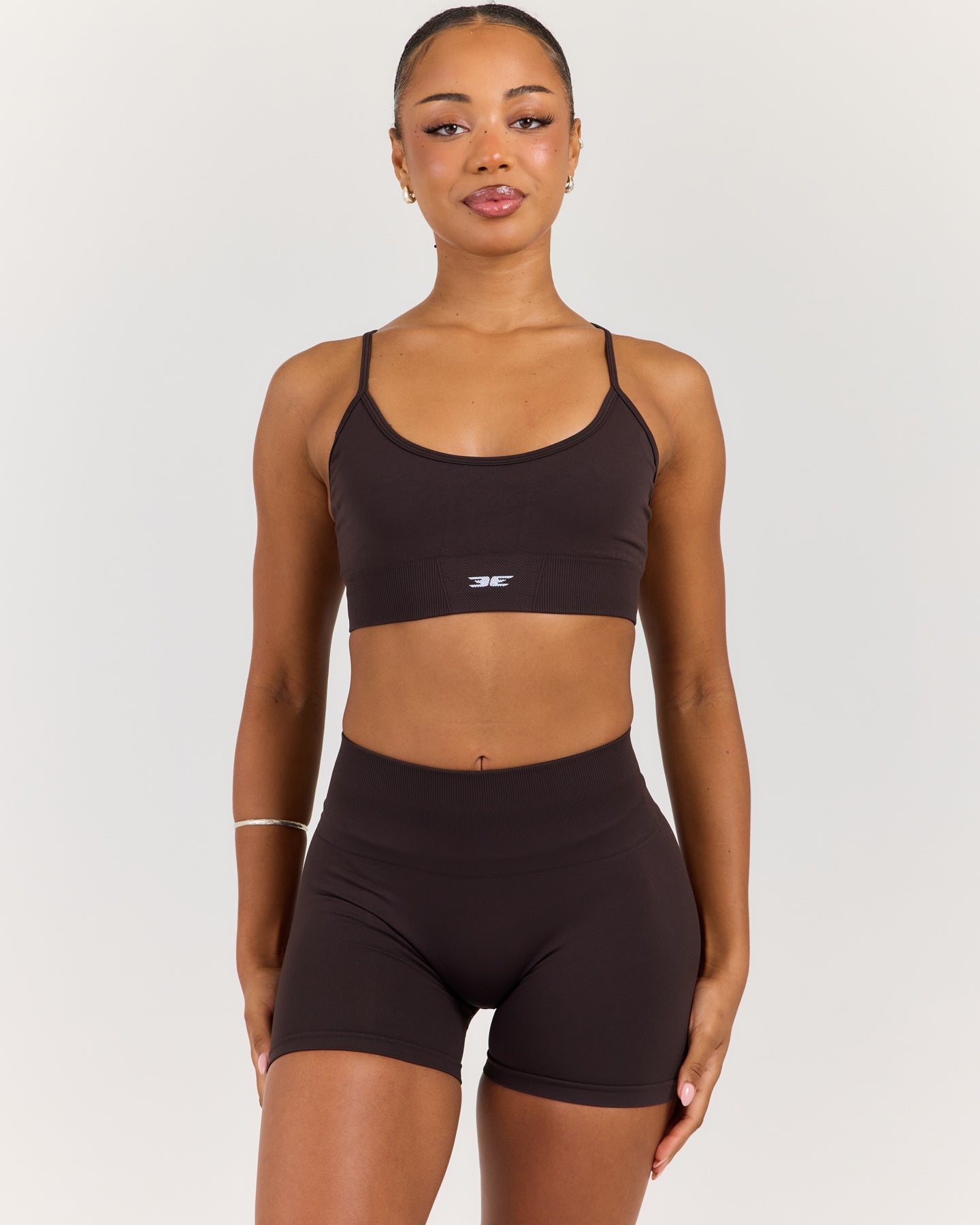 Elite Seamless Cross Back Bra - Coffee Bean