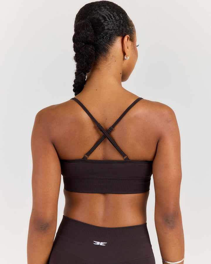 Elite Seamless Cross Back Bra - Coffee Bean