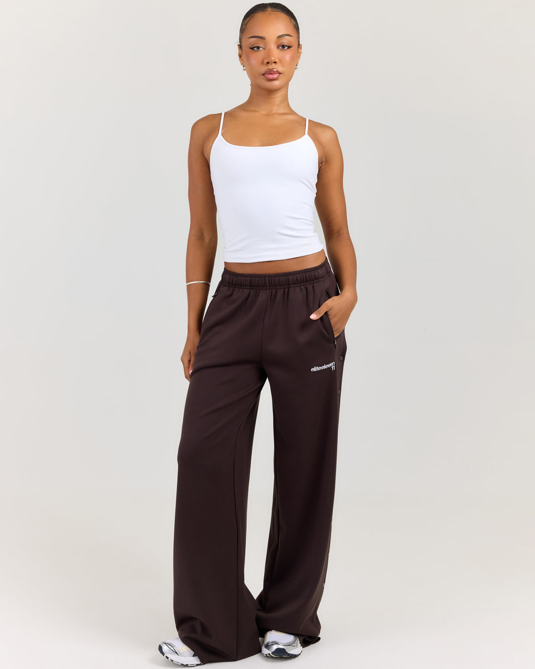 Airweave Snap Wide Leg Pants - Coffee Bean