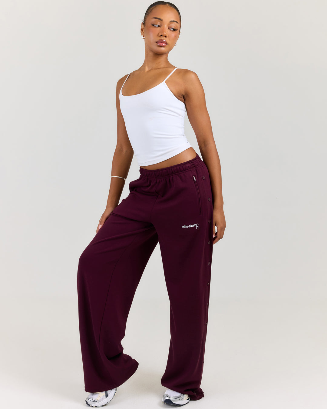 Airweave Snap Wide Leg Pants - Plum