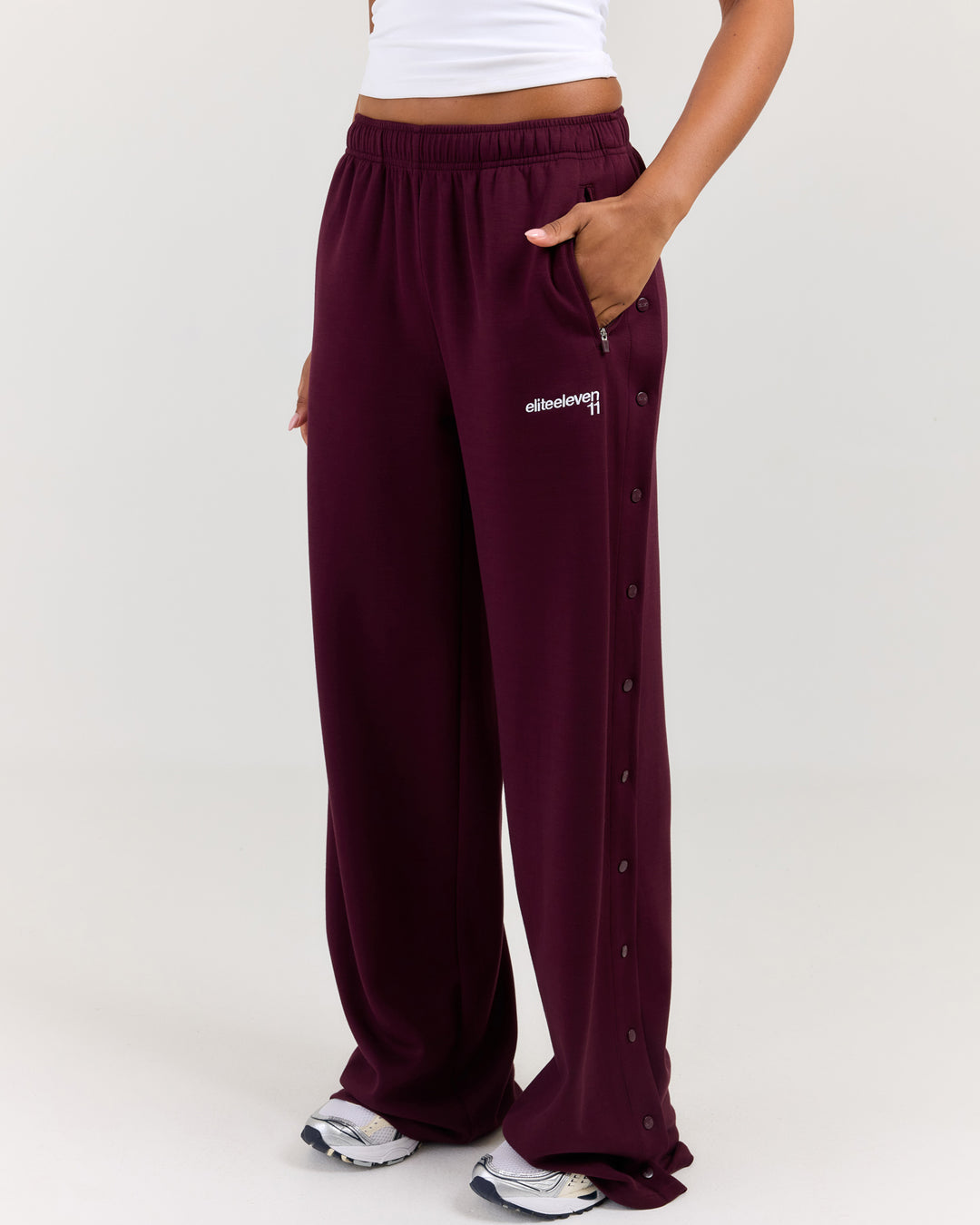 Airweave Snap Wide Leg Pants - Plum