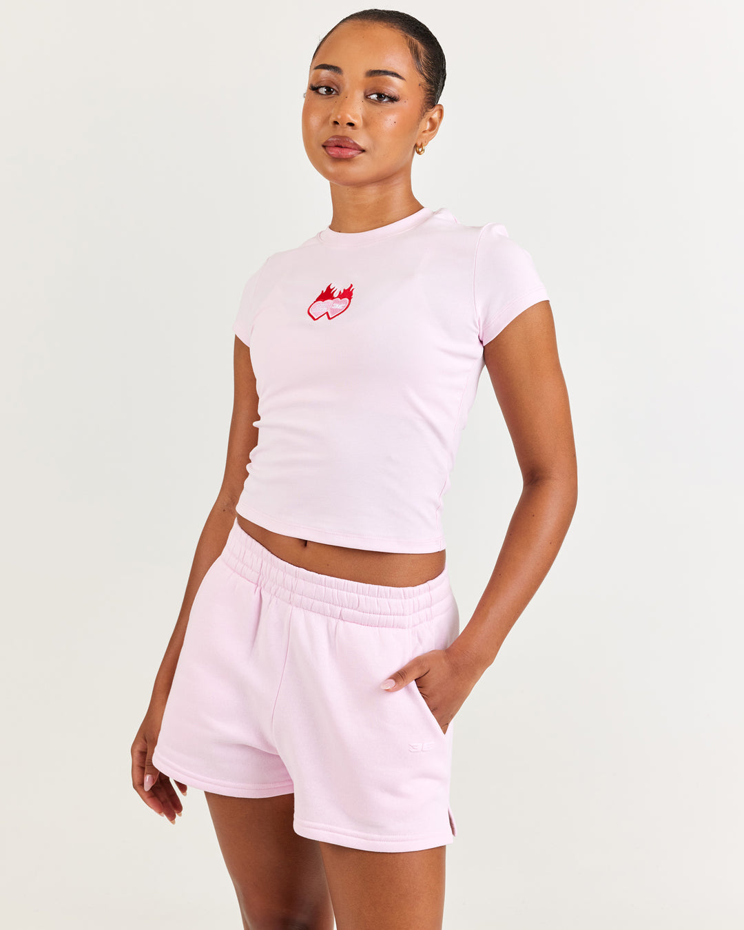 Double Heart Mini Tee - Pink