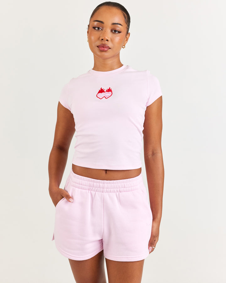 Double Heart Mini Tee - Pink