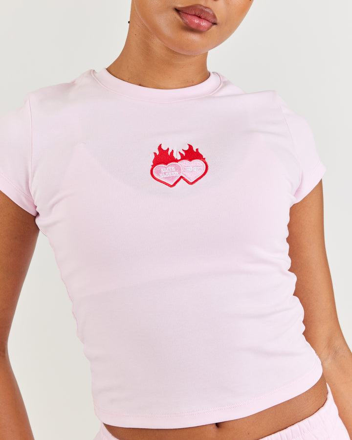 Double Heart Mini Tee - Pink