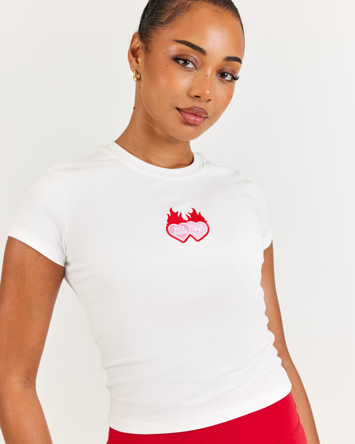 Double Heart Mini Tee - White