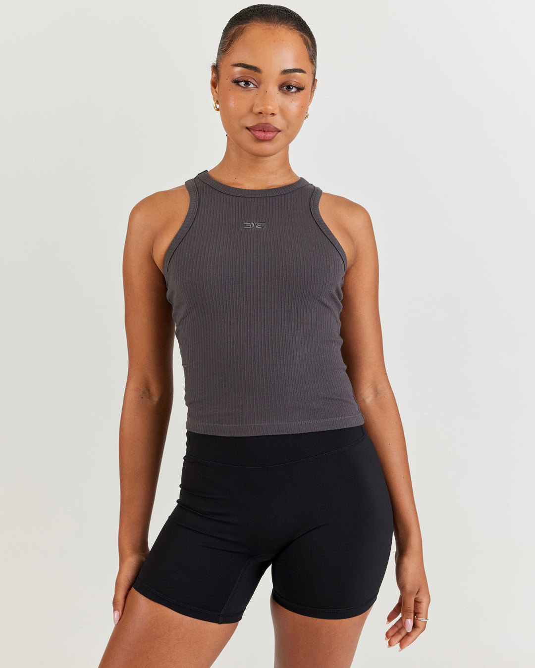 EE Ribbed Singlet - Charcoal