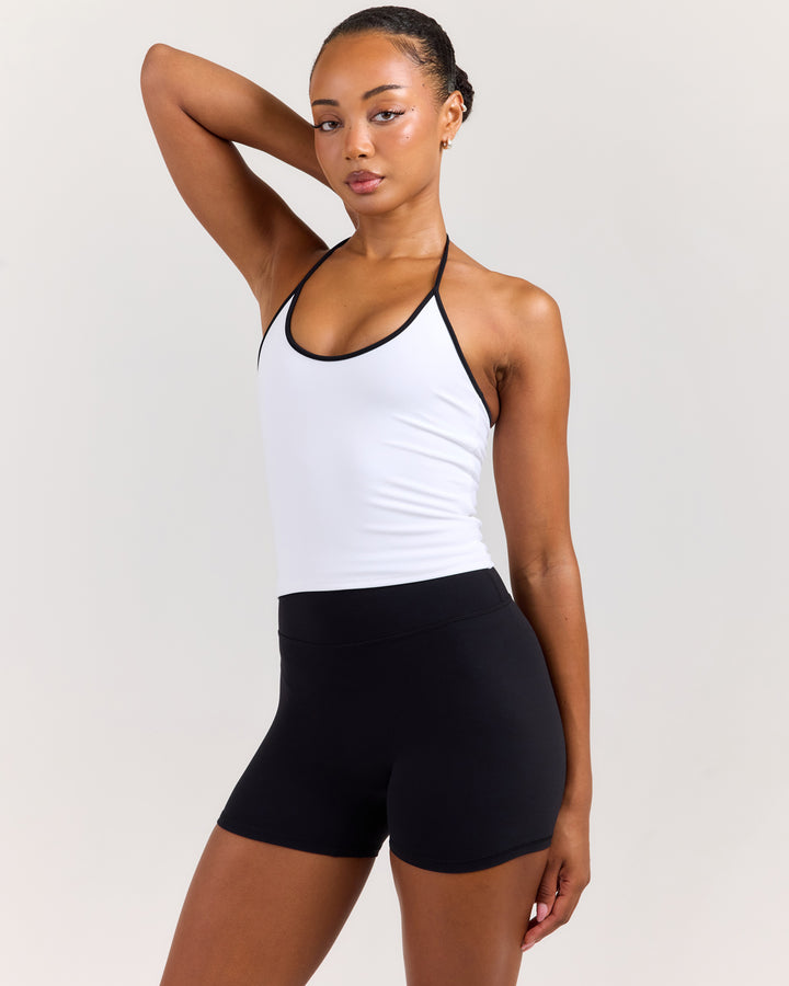 EE Thin Halter Tank - White/Black