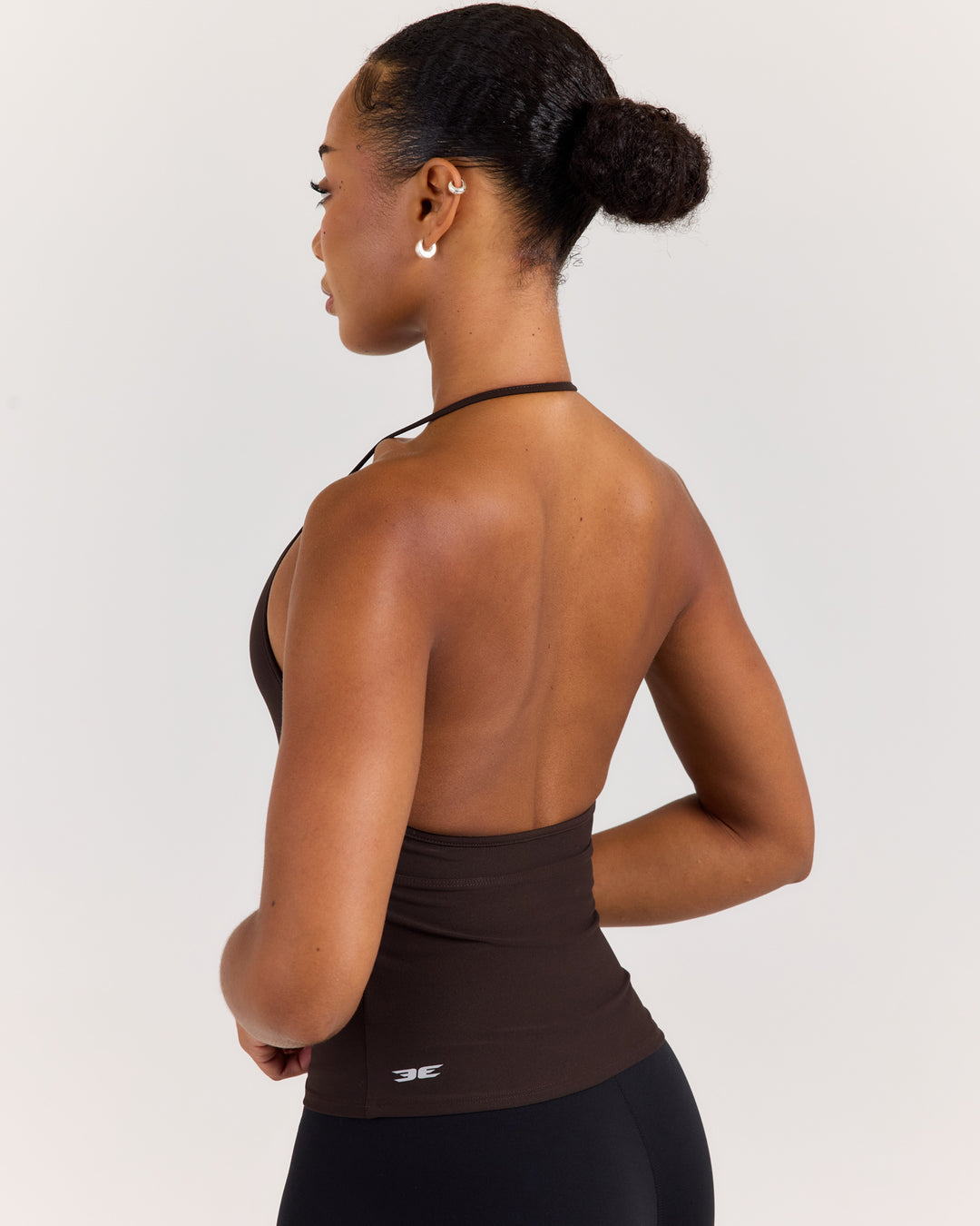 EE Low Cut Halter Tank - Coffee Bean