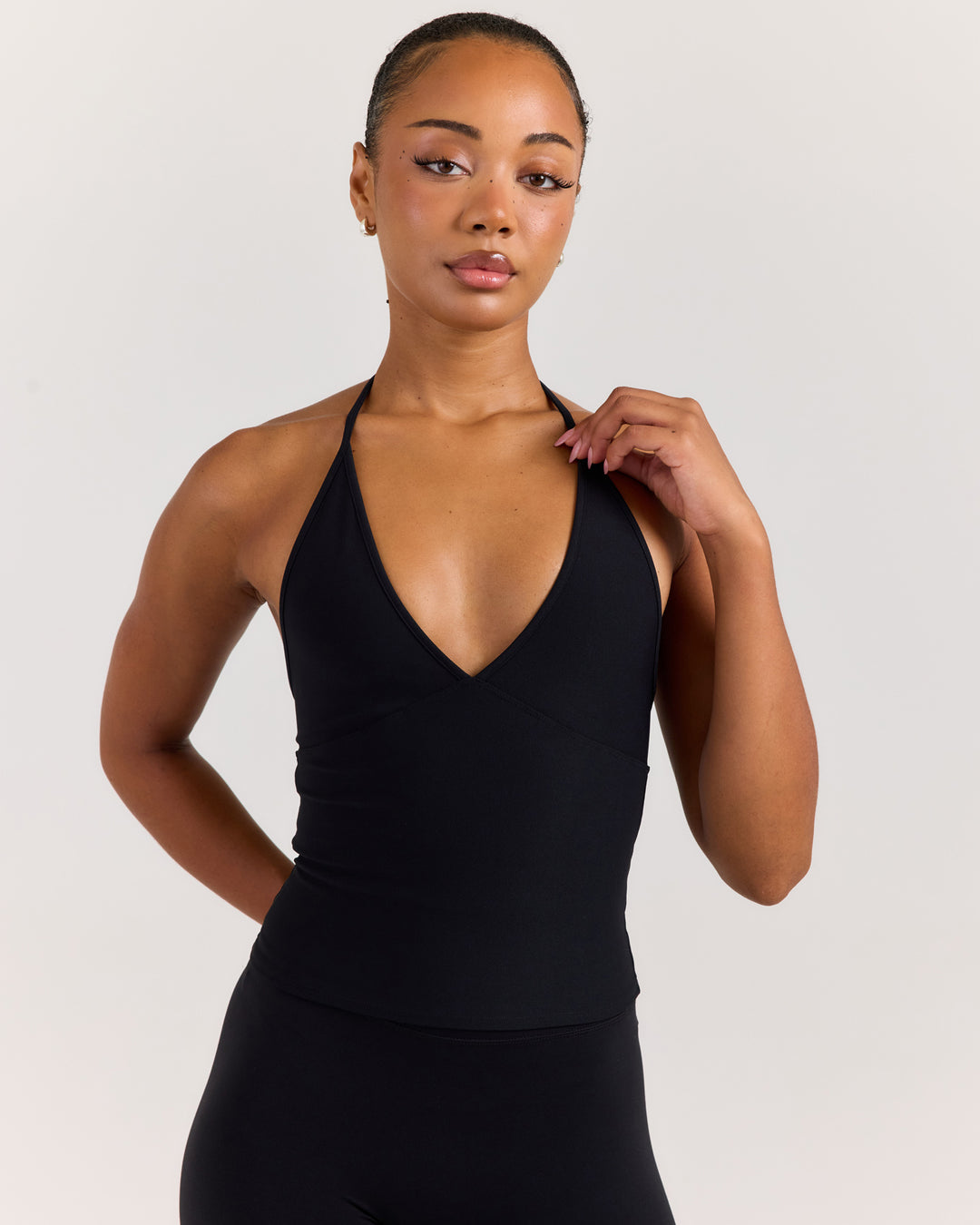 EE Low Cut Halter Tank - Black