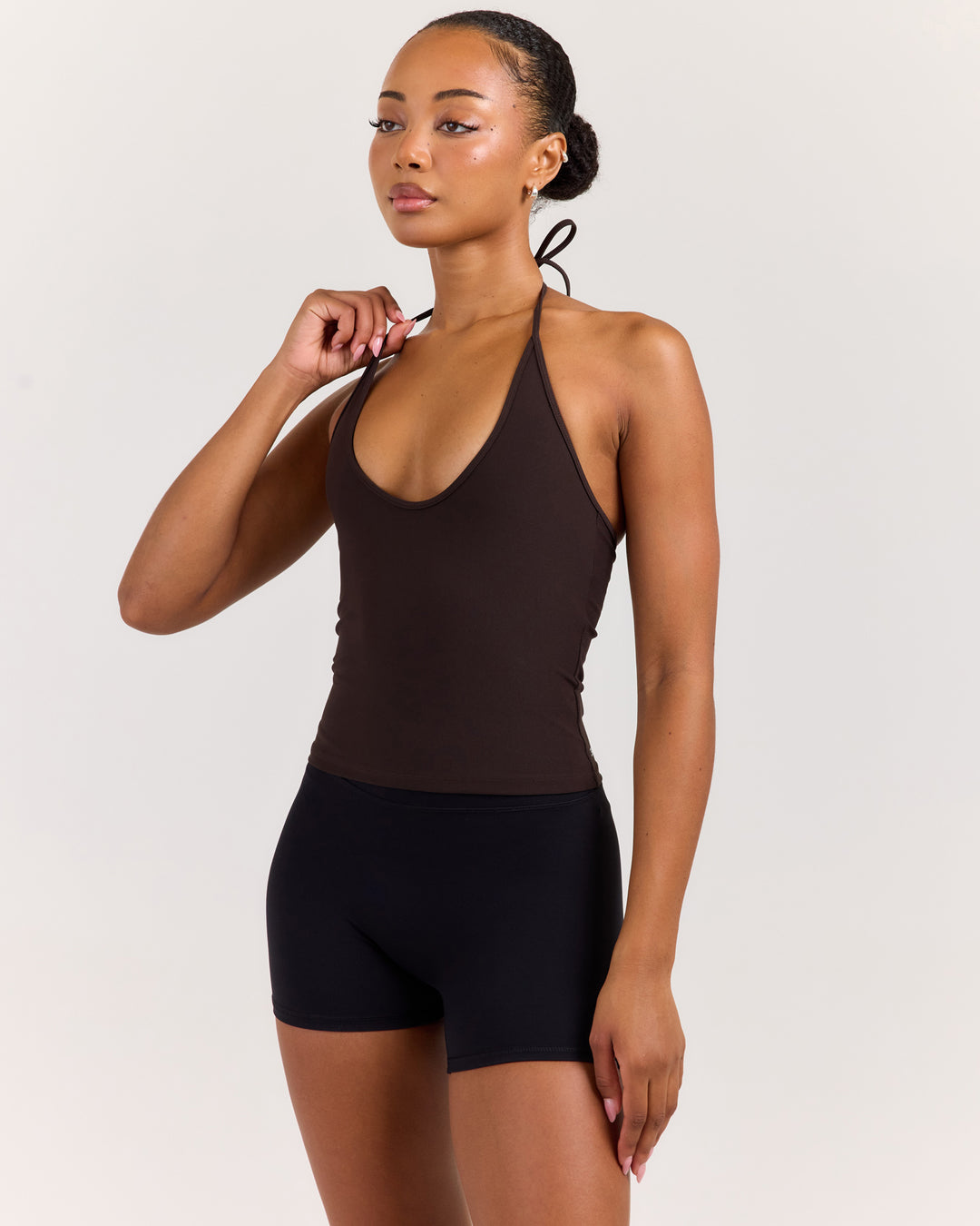 EE Halter Tie Tank - Coffee Bean