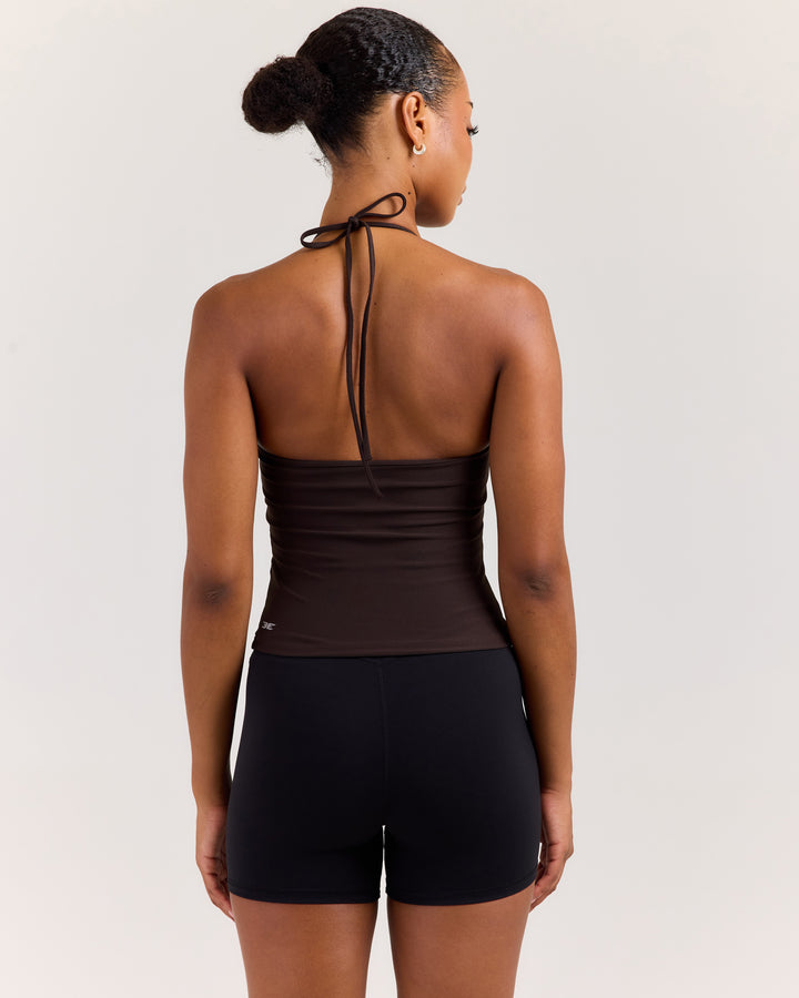 EE Halter Tie Tank - Coffee Bean